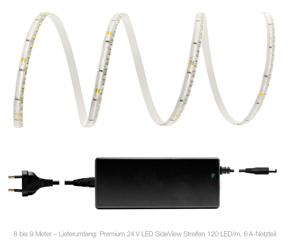 Premium warmweiß leuchtender 24V LED Streifen von LED Universum