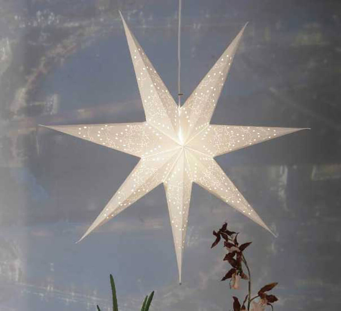 Cremefarbener Stern von Star Trading mit einem 70 cm Durchmesser und E14 Fassung