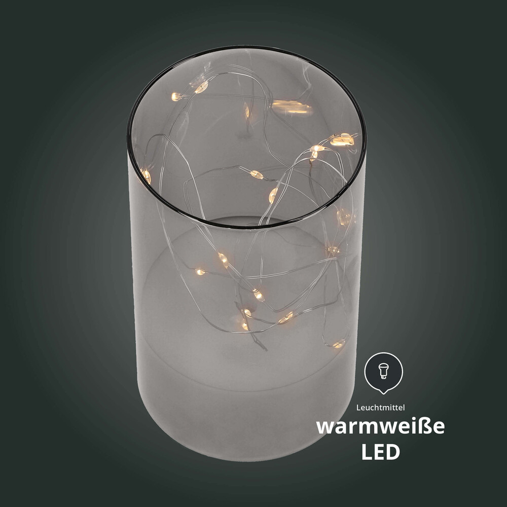 Elegante silberne LED Kerze mit Lichterkette von LED Universum