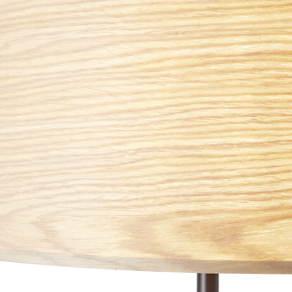 Exquisite Stehlampe in hellem Holz und schwarzem Design von Brilliant