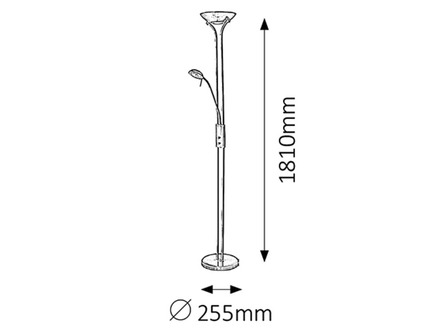 Stehlampe Beta 4075, R7s-G9, 230W, 2700K, 4970lm, Metall, silber, rund, warmweiß, Standard, dimmbar
