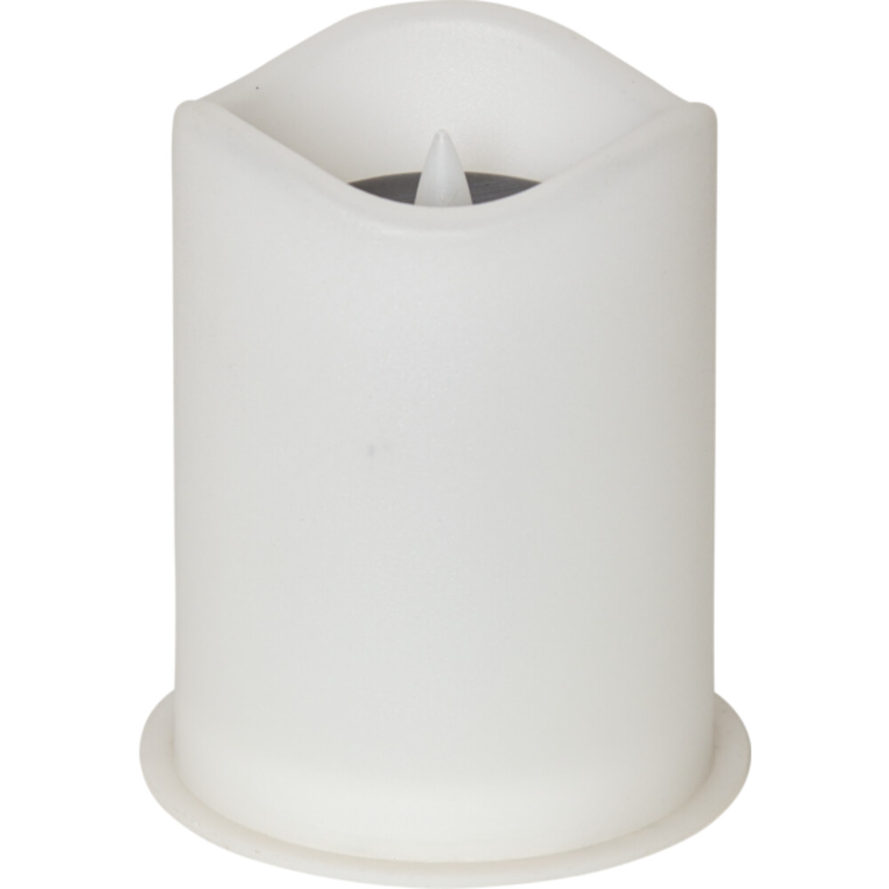 Weiße LED-Kerze auf Saul von Star Trading aus Kunststoff, mit Dämmerungssensor und Akku für den Outdoor-Einsatz