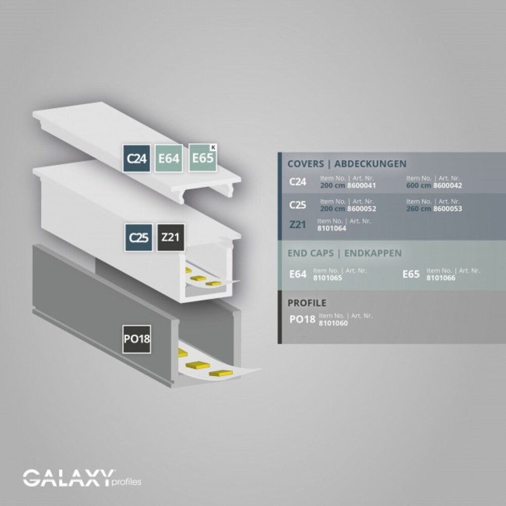 Ultra Mini LED Profil von GALAXY profiles in 200 cm Länge für max 6 mm LED Stripes