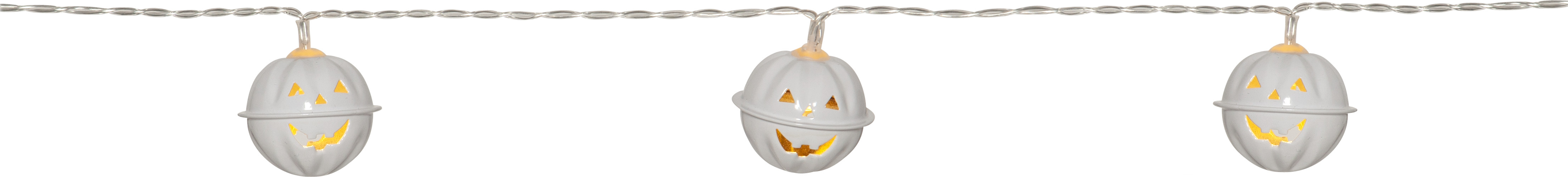 Star Trading 729-61 LED-Lichterkette "Halloween"10 ww LED, weiß, Metall-Kürbisse, ca. 135x3,5 cm, Batterie, Timer,Vierfarb-Karton