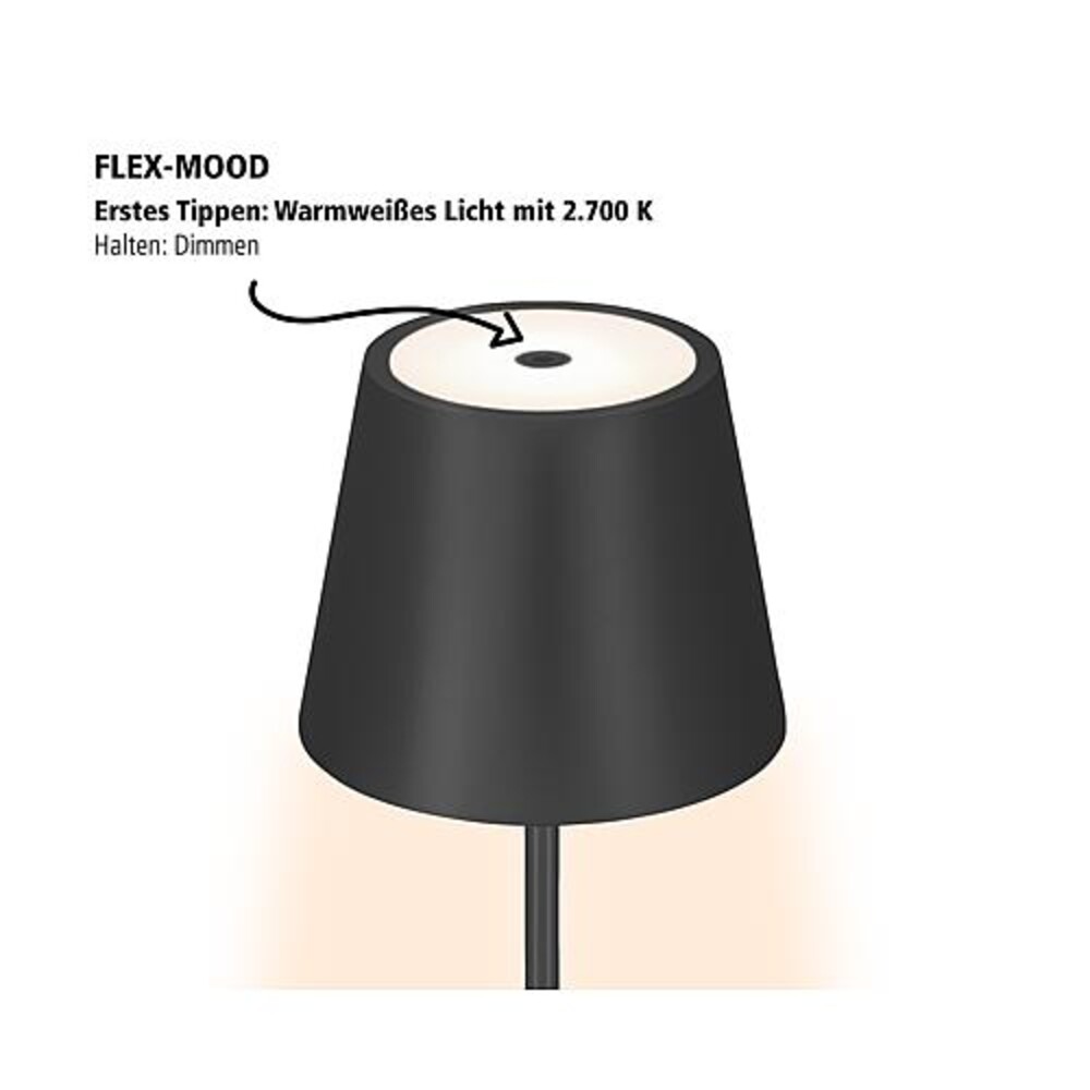 Schwarze elegante Tischleuchte mit LED-Akku von SIGOR