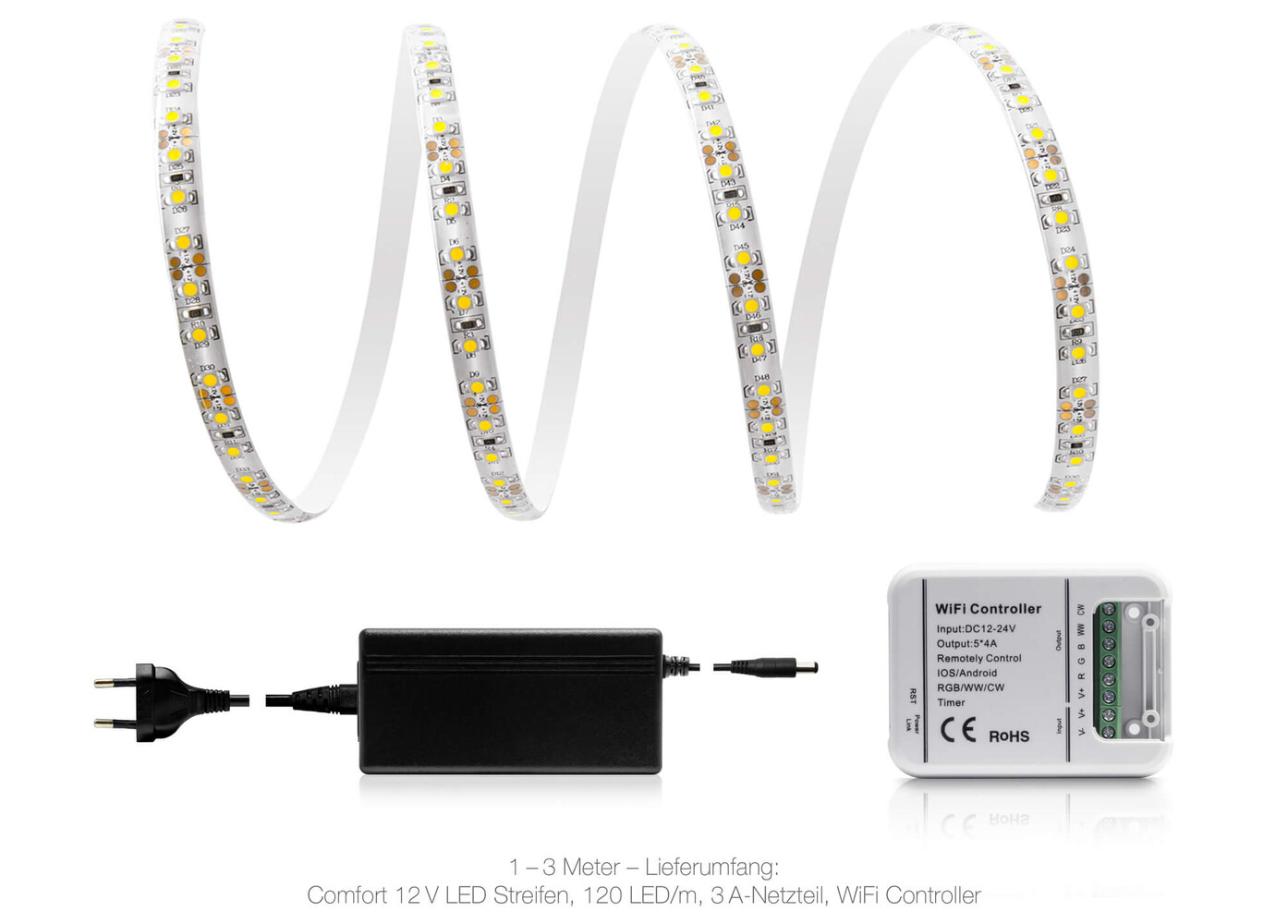 Hochwertiger, neutralweißer LED-Streifen mit Comfort-Technologie von LED Universum