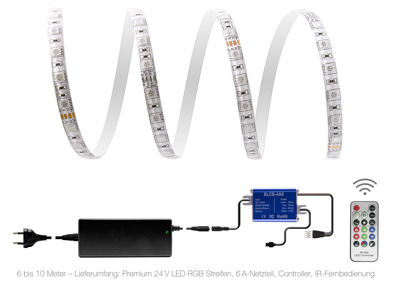 Lebendiger Premium LED-Streifen mit Fernbedienung und Netzteil von LED Universum