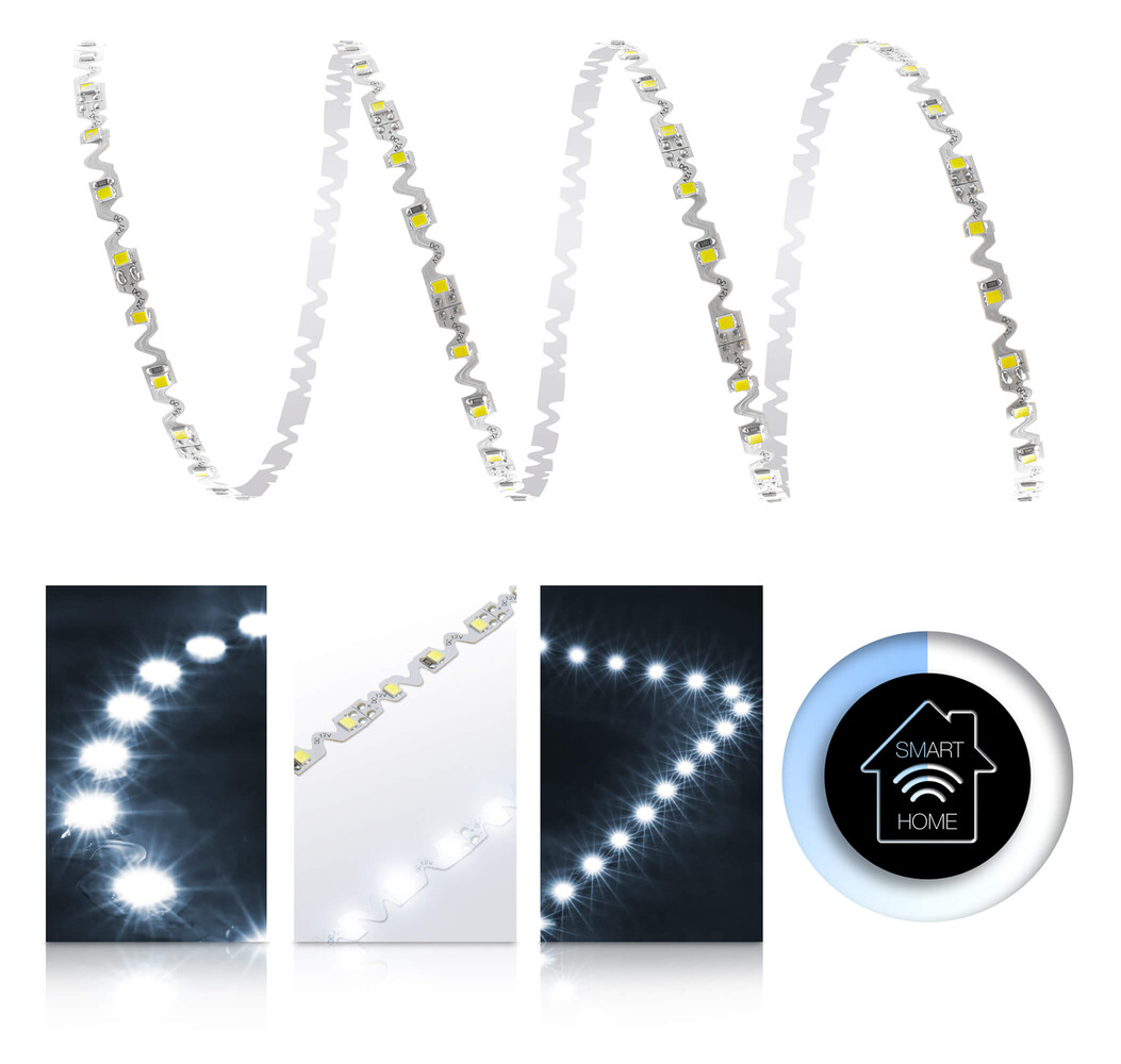 Premium kaltweißer LED Streifen von LED Universum für Smart Home Setups