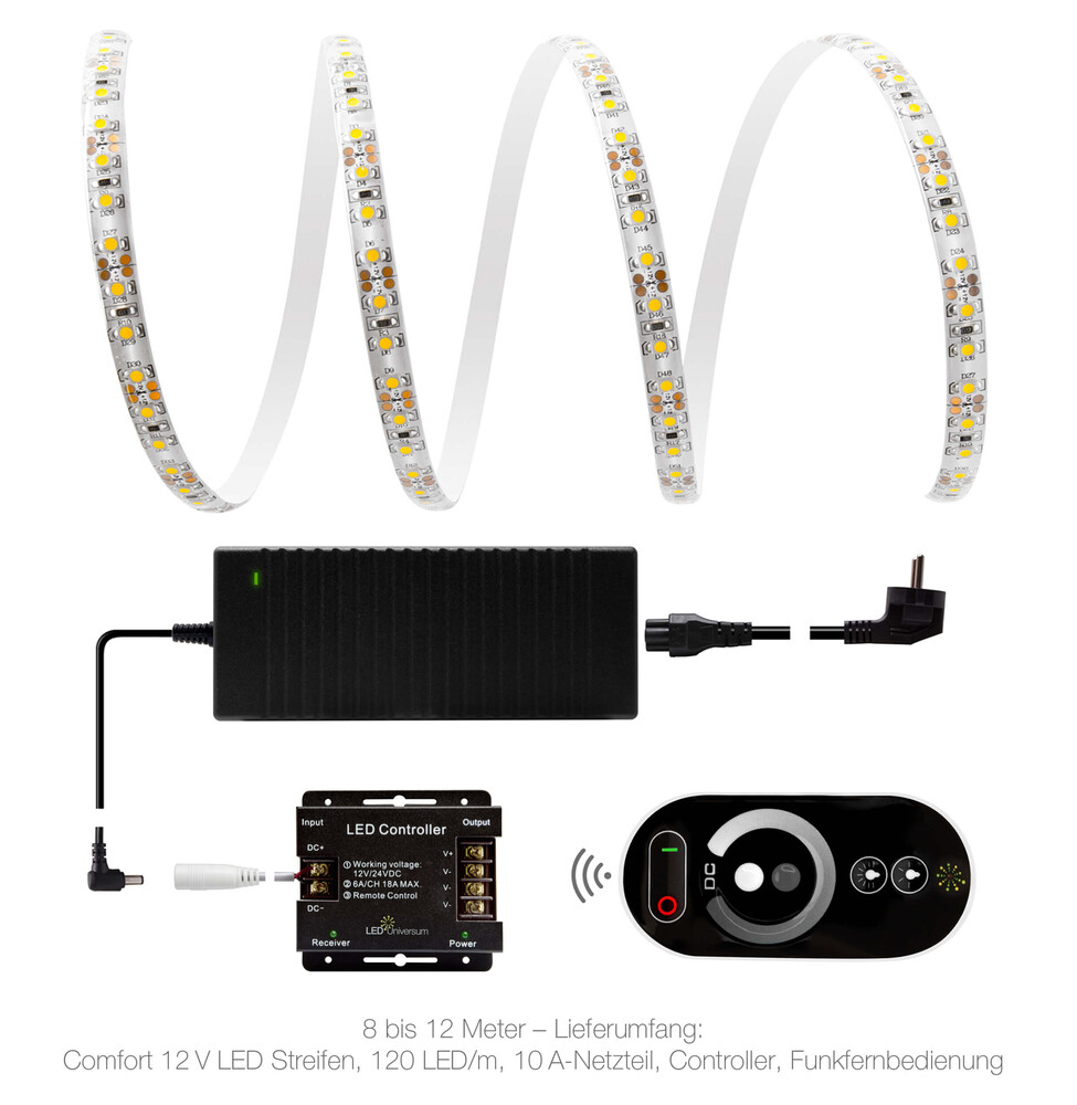 12V wasserfester LED Streifen – warmweiß – 250cm – IP67