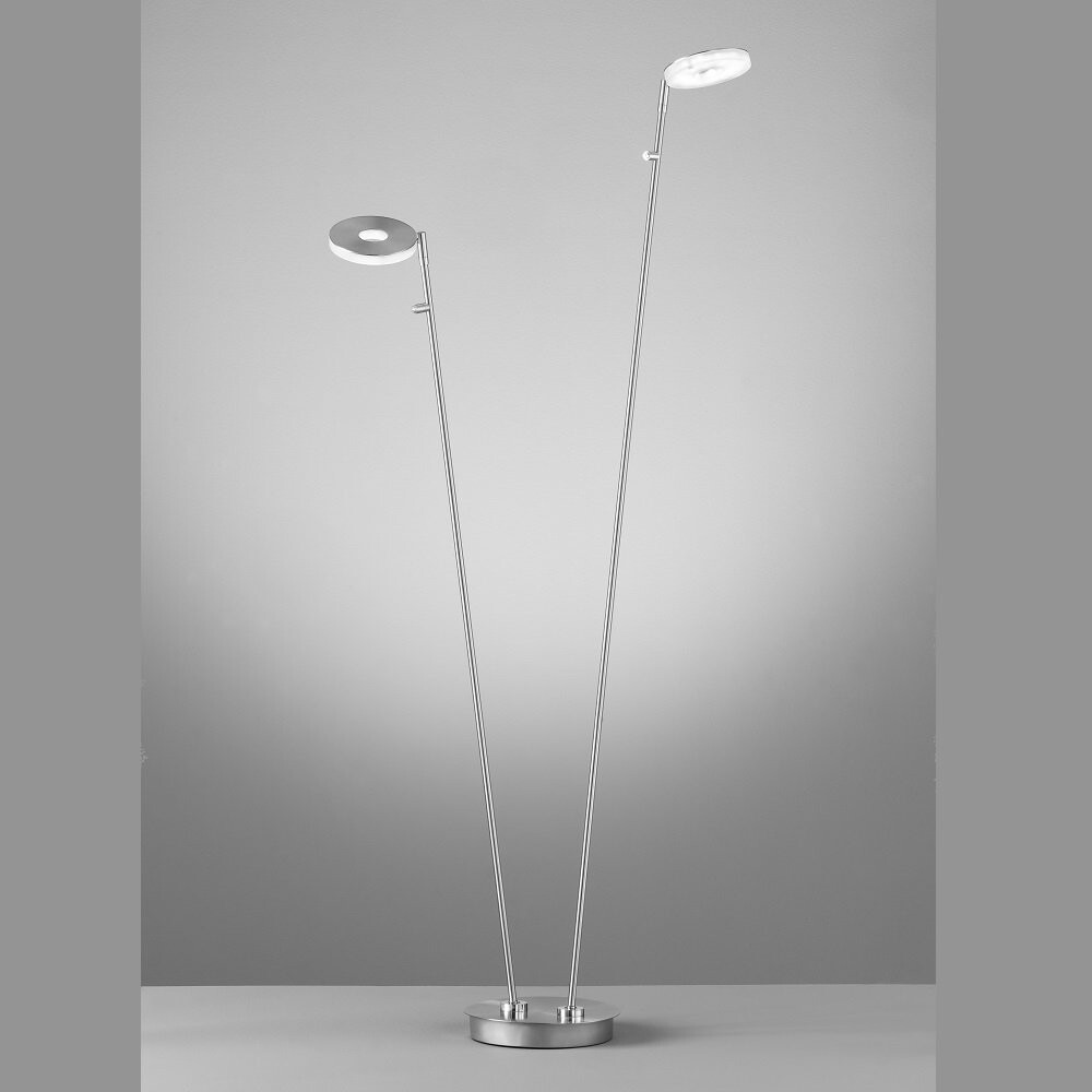 Moderne LED Stehlampe in matt nickelfarben von Fischer & Honsel