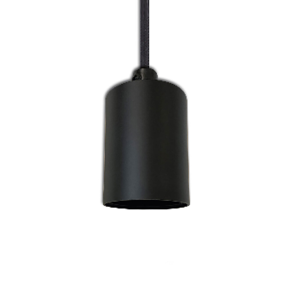 Schwarz glänzende E27 Fassung mit schwarzem Kabel, nach anspruchsvollem Design von Isoled