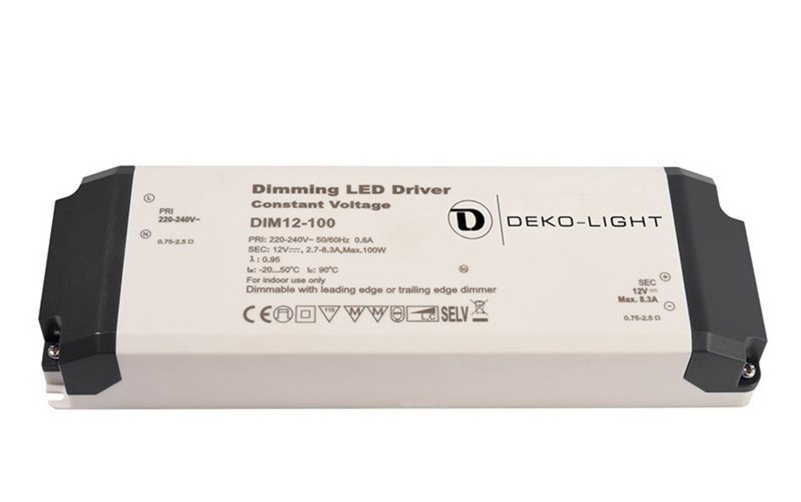 Hochwertiges LED Netzteil der Marke Deko-Light mit integrierter Phasenan- und Abschnittsdimmer-Funktion