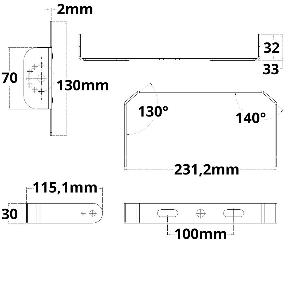 Verstellbarer Isoled Montagebügel für LED Hallenleuchte in 180 Grad schwenkbarer Ausführung