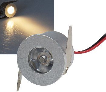 LED-Einbau Spot "Slim-22" warmweiß, Ø34x22mm, 1W, 70lm, 2900k, silber