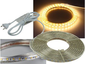 LED-Stripe "Ultra-Bright" 230V, 5,0m, 600 Lumen/Meter, warmweiß
