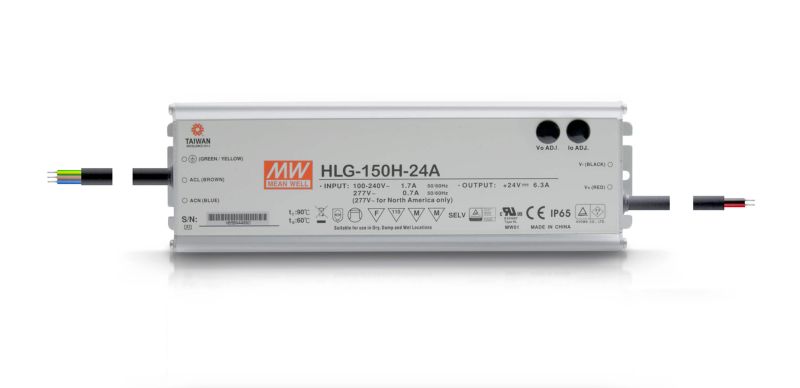 HLG-150H-24A Installationsnetzteil 24V DC - Vo/Io Einstellbar