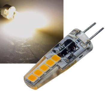 LED Stiftsockellampe G4 "Silikon W2", 3000k, 190lm, 300°, 12V/2W, warmweiß