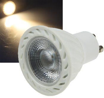 LED Strahler GU10 "H60 COB", 1 COB, 3000k, 500lm, 230V/7W, warmweiß
