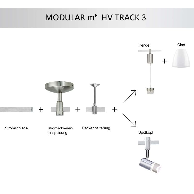 M6 Licht / HV-Track3 21850 Stromschienen - Einspeisung nickel matt