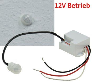 Einbau-Bewegungsmelder "CT-PIR Mini 12V", 12V DC, 1-60W, LED geeignet, weiß